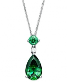 Treat yourself to something shimmery. Arabella's stunning teardrop-shaped pendant stuns in pear-cut green and round-cut white Swarovski zirconias (8-9/10 ct. t.w.). Set in sterling silver. Approximate length: 18 inches. Approximate drop: 1 inch. Treat yourself to something shimmery. Arabella's stunning teardrop-shaped pendant stuns in pear-cut green and round-cut white Swarovski zirconias (8-9/10 ct. t.w.). Set in sterling silver. Approximate length: 18 inches. Approximate drop: 1 inch.