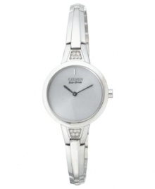 The perfect finishing touch for evenings out: a bangle watch from Citizen with Swarovski sparkle. Powered by Eco-Drive, harnessing natural and artificial light, never needing a battery. The perfect finishing touch for evenings out: a bangle watch from Citizen with Swarovski sparkle. Powered by Eco-Drive, harnessing natural and artificial light, never needing a battery.