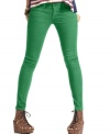 Washed in a candy-color hue that totally pops, these five-pocket skinny jeans from Dollhouse are bold to the max!