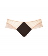 With coquettish vintage-inspired styling, these luxe panties from Kiki de Montparnasse add sizzle to any ensemble - Striped champagne-hued sheer panel and flared hip detail with contrasting solid black inset and trim - Perfect under a slinky cocktail sheath or paired with a matching bra for stylish lounging