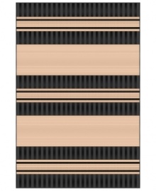 Stripecast: with wide, colorblocked bands and rich texture, Liorra Manne's Tropez Stripe rug has the ability to pull a room together in chic, relaxed style. UV-stabilized, mold and mildew-resistant, the versatile rug in black and oatmeal hues is equally pretty indoors or out.