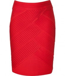 Radiant in flame red, Catherine Malandrinos cross pleated skirt is an eye-catching separate perfect for amping up your cool cocktails look - Front cross pleating, smooth back, hidden back zip, kick pleat - Form-fitting - Team with a silk top, leather jacket and pointy-toe pumps for cocktails Radiant in flame red, Catherine Malandrinos cross pleated skirt is an eye-catching separate perfect for amping up your cool cocktails look - Front cross pleating, smooth back, hidden back zip, kick pleat - Form-fitting - Team with a silk top, leather jacket and pointy-toe pumps for cocktails