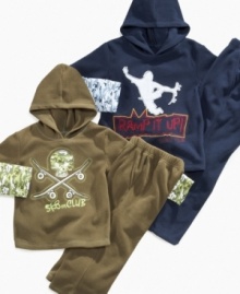 These skater-graphic sets bring cool casual style to his fall wardrobe. These skater-graphic sets bring cool casual style to his fall wardrobe.