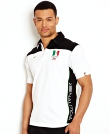 Just in time for the summer. Sport your favorite country's style with this Mexico-inspired polo shirt from Nautica.