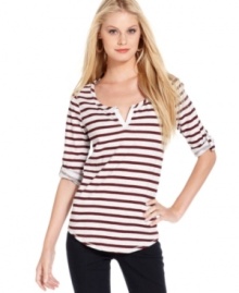 Inspired by a classic henley tee, Calvin Klein Jeans' striped top makes casual days a little chicer!