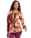 Make a bold statement in Charter Club's long sleeve plus size top, finished by a vivid floral print. (Clearance)