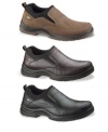 Slip on the most stylish pair of waterproof men's casual shoes around. Upper made of tumbled leather or oiled nubuck. All seams are sealed to prevent water penetration. Direct attach construction creates permanent bond between upper and outsole for maximum durability and shock absorption. Imported.