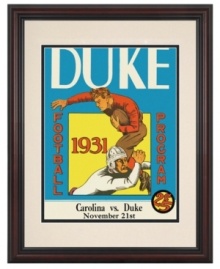 A great start to a duel that ended in a draw, this restored cover art from the 1931 Duke-UNC football program makes winning wall art for fans of either team. Matted, framed and ready to hang.