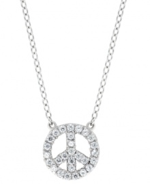 Make peace. This cubic zirconia (1/3 ct. t.w.) mini pendant is crafted in sterling silver finished in platinum, by CRISLU. Approximate length: 16 inches with 2-inch extender. Approximate drop: 1/4 inch. Make peace. This cubic zirconia (1/3 ct. t.w.) mini pendant is crafted in sterling silver finished in platinum, by CRISLU. Approximate length: 16 inches with 2-inch extender. Approximate drop: 1/4 inch.