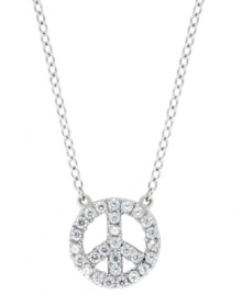 Make peace. This cubic zirconia (1/3 ct. t.w.) mini pendant is crafted in sterling silver finished in platinum, by CRISLU. Approximate length: 16 inches with 2-inch extender. Approximate drop: 1/4 inch.