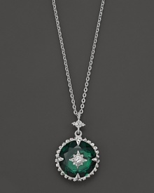 Judith Ripka Sterling Silver Aspen Stone Pendant Necklace with White Sapphire and Green Quartz, 17