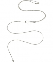 Simplistic ball-and-chain necklace in sterling silver - Features a sexy y shape drop - Designed by Argentinian leather and jewelry crafter Mara Carrizo Scalise - Looks great dressed up or down, with an deep v-neck tee and jeans, or in a sleek cocktail dress with a plunging neckline Simplistic ball-and-chain necklace in sterling silver - Features a sexy y shape drop - Designed by Argentinian leather and jewelry crafter Mara Carrizo Scalise - Looks great dressed up or down, with an deep v-neck tee and jeans, or in a sleek cocktail dress with a plunging neckline