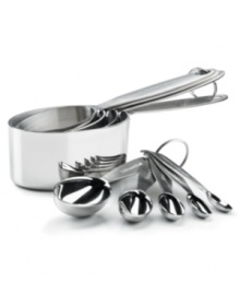 Make your recipes just right each and every time. This set of measuring cups and spoons are designed for precision cooking, made from heavy-duty stainless steel for long-lasting service in your kitchen. You can even use the larger cups on the stovetop to melt butter or chocolate! Limited lifetime warranty. Make your recipes just right each and every time. This set of measuring cups and spoons are designed for precision cooking, made from heavy-duty stainless steel for long-lasting service in your kitchen. You can even use the larger cups on the stovetop to melt butter or chocolate! Limited lifetime warranty.