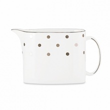 Kate Spade's Larabee Road Platinum, peppered with platinum polka dots, will give your table its own personality. Crafted of white bone china, each piece is dishwasher safe. Kate Spade's Larabee Road Platinum, peppered with platinum polka dots, will give your table its own personality. Crafted of white bone china, each piece is dishwasher safe.