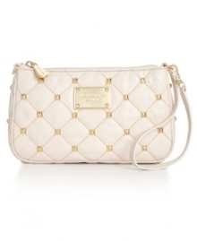 Bring a little bling to your accessories arsenal with this sleek siren from MICHAEL Michael Kors. Posh quilted leather is dressed in glam golden studs and signature detailing, for a look that's edgy and elegant. Bring a little bling to your accessories arsenal with this sleek siren from MICHAEL Michael Kors. Posh quilted leather is dressed in glam golden studs and signature detailing, for a look that's edgy and elegant.