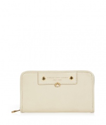 Add luxe style to the everyday with this leather zip wallet from Marc by Marc Jacobs - Classic rectangular shape, front logo with gold-tone hardware, zip around closure, internal zip pockets and space for credit cards - Perfect for daily use or as a thoughtful gift Add luxe style to the everyday with this leather zip wallet from Marc by Marc Jacobs - Classic rectangular shape, front logo with gold-tone hardware, zip around closure, internal zip pockets and space for credit cards - Perfect for daily use or as a thoughtful gift