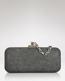 Elicit oh-la-las when your opt for this Rachel Zoe minaudière clutch. The python-embossed beauty shows off with shimmering silver-tone accents, loving sleek LBDs and floor-sweeping gowns. Elicit oh-la-las when your opt for this Rachel Zoe minaudière clutch. The python-embossed beauty shows off with shimmering silver-tone accents, loving sleek LBDs and floor-sweeping gowns.