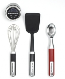Get in the kitchen! Take on every task that comes your way with the perfect starter set for a beginner kitchen, which includes a traditional ice cream scoop, whisk, short turner and digital timer. Get in the kitchen! Take on every task that comes your way with the perfect starter set for a beginner kitchen, which includes a traditional ice cream scoop, whisk, short turner and digital timer.