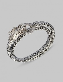 EXCLUSIVELY AT SAKS. From the Naga Lava Collection. Signature dragon head with white sapphire pavé ring. Can be worn as a bracelet or a necklace.White sapphire Sterling silver Length, about 15 Single width, about ¼ Hinge clasp closure Made in Bali 