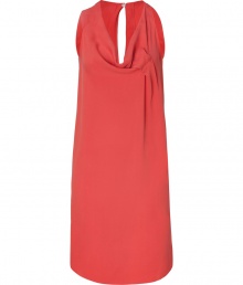 Bring a high-style kick to your workweek look with this luxe draped silk dress from Cacharel - Draped cowl neckline, sleeveless, back keyhole cut out with button, relaxed silhouette - Style with a boyfriend blazer, platform pumps, and a statement satchel Bring a high-style kick to your workweek look with this luxe draped silk dress from Cacharel - Draped cowl neckline, sleeveless, back keyhole cut out with button, relaxed silhouette - Style with a boyfriend blazer, platform pumps, and a statement satchel