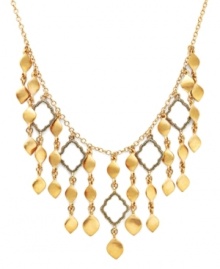 Highlight your neckline in rich, golden hues. Lauren by Ralph Lauren's stunning Kashmir bib necklace features rows of intricate teardrops and cut-out charms. Set in gold tone mixed metal. Approximate length: 16 inches + 2-inch extender. Approximate drop: 1 to 2 inches. Highlight your neckline in rich, golden hues. Lauren by Ralph Lauren's stunning Kashmir bib necklace features rows of intricate teardrops and cut-out charms. Set in gold tone mixed metal. Approximate length: 16 inches + 2-inch extender. Approximate drop: 1 to 2 inches.