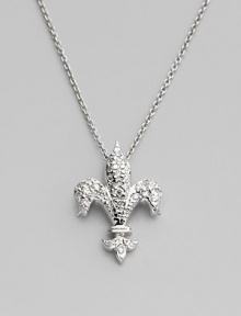 From the Tiny Treasures Collection. The graceful symbol of the French monarchy sheds some royal light everywhere, in dazzling diamonds and 18k gold. Diamonds, 0.18 tcw 18k white gold Chain length, about 18 Pendant length, about ¾ Lobster clasp Made in Italy From the Tiny Treasures Collection. The graceful symbol of the French monarchy sheds some royal light everywhere, in dazzling diamonds and 18k gold. Diamonds, 0.18 tcw 18k white gold Chain length, about 18 Pendant length, about ¾ Lobster clasp Made in Italy