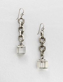 A sleek piece with faceted cube beads on a link chain. EpoxySilvertone brassLength, about 3.1French wire backImported 