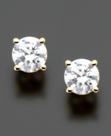 Exceptional elegance for every day. Earrings feature round-cut diamonds (1 ct. t.w.) set in 14k gold. Exceptional elegance for every day. Earrings feature round-cut diamonds (1 ct. t.w.) set in 14k gold.