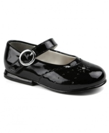 Fashionable feet. These dainty Mary Jane shoes from Stride Rite are the perfect finish to your little one's precious look. Fashionable feet. These dainty Mary Jane shoes from Stride Rite are the perfect finish to your little one's precious look.