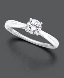 Cherish the moment and capture it in one exquisite diamond. A single round-cut solitaire diamond (1/2 ct. t.w.) will reflect the light with her every movement. Ring crafted in 18k white gold. IGI Certified diamond. Cherish the moment and capture it in one exquisite diamond. A single round-cut solitaire diamond (1/2 ct. t.w.) will reflect the light with her every movement. Ring crafted in 18k white gold. IGI Certified diamond.