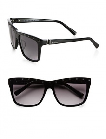 Rockstar-inspired, studded square shades in lightweight acetate. Available in black with grey gradient lens.Logo temples100% UV protectionMade in Italy Rockstar-inspired, studded square shades in lightweight acetate. Available in black with grey gradient lens.Logo temples100% UV protectionMade in Italy