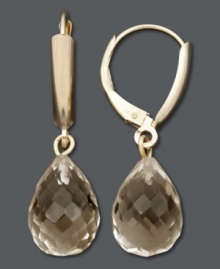 Neutral-hued perfection. Faceted drops of smokey topaz (9 ct. t.w.) create a rich, warm look in these 14k gold drop earrings. Approximate drop: 1-1/8 inches. Neutral-hued perfection. Faceted drops of smokey topaz (9 ct. t.w.) create a rich, warm look in these 14k gold drop earrings. Approximate drop: 1-1/8 inches.
