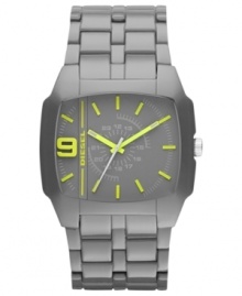 Lime green hues blend with gunmetal tones on this structured watch from Diesel.