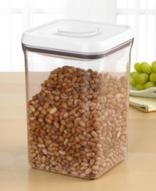 Keep cereal crunchy, coffee beans aromatic and other food just as fresh with this innovative pop container - the perfect storage solution. Simply press a button on the lid to activate an airtight seal that protects the food within, keeping it fresh and tasting great. Satisfaction guaranteed. Keep cereal crunchy, coffee beans aromatic and other food just as fresh with this innovative pop container - the perfect storage solution. Simply press a button on the lid to activate an airtight seal that protects the food within, keeping it fresh and tasting great. Satisfaction guaranteed.