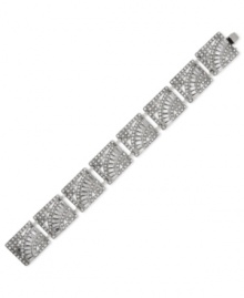 Slip on sophisticated shine with this bracelet from 2028. The square link design glistens with crystal accents. Crafted in silver-tone mixed metal. Approximate length: 7-3/4 inches. Slip on sophisticated shine with this bracelet from 2028. The square link design glistens with crystal accents. Crafted in silver-tone mixed metal. Approximate length: 7-3/4 inches.