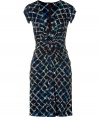 Bring instant sophistication to your look with this flattering printed dress from Issa - Deep V-neck, short sleeves, draped-detailed waist, figure-hugging fit, all-over print - Style with a cashmere cardigan and classic pumps