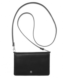 With a trio of zip compartments and a detachable crossbody strap, this simply luxurious Etienne Aigner bag does double duty as a chic purse and sleek wallet. With a trio of zip compartments and a detachable crossbody strap, this simply luxurious Etienne Aigner bag does double duty as a chic purse and sleek wallet.