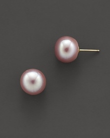 Cultured, freshwater lavender pearl stud earrings.