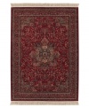 With regal designs that pay homage to the ancient art of rug-making, this piece imparts a classic, yet modern feel with rich colors that reflect the most popular looks of today. Featuring a dramatic center medallion, sweeping out in a burst of branches and blossoms, and accented in deep tones of antique red. Meticulous power-loom construction with Couristan's patented locked-in-weave and crystal-point finish. 25-year limited warranty.