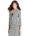 Suit up in Ellen Tracy's on-trend blazer, featuring mixed fabrics and a bold houndstooth print.