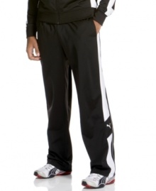 Be the cat's meow in these cool Puma track pants. Be the cat's meow in these cool Puma track pants.