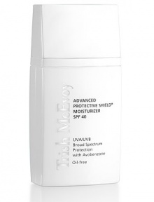 Trish's elegantly weightless daily moisturizer effectively hydrates & improves the look of skin while providing comprehensive sun protection, including a state-of-the-art photo-stabilizer for long-wear support. Using the latest in sun-care technology, it absorbs instantly leaving skin prepared for a direct makeup application. Hyaluronic Acid & Yucca Glauca extract boost skin's moisture while Avobenzone broad-spectrum protection invisibly shields you from the damaging effect of UVA/UVB rays. Trish's elegantly weightless daily moisturizer effectively hydrates & improves the look of skin while providing comprehensive sun protection, including a state-of-the-art photo-stabilizer for long-wear support. Using the latest in sun-care technology, it absorbs instantly leaving skin prepared for a direct makeup application. Hyaluronic Acid & Yucca Glauca extract boost skin's moisture while Avobenzone broad-spectrum protection invisibly shields you from the damaging effect of UVA/UVB rays.