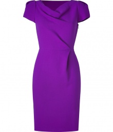 Add a high style kick to your cocktail-ready look with this ultra-chic purple sheath from London It designer Roksanda Ilincic - Draped cowl neckline, short sleeves, pleat detail at front and back waistline, full metal exposed side zip - Modern tailored fit - Wear with pointy-toe pumps and a statement clutch