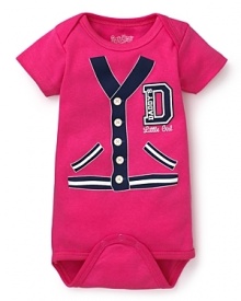 A virbant pink bodysuit from Sara Kety for blossoming school spirit. A virbant pink bodysuit from Sara Kety for blossoming school spirit.
