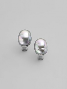 EXCLUSIVELY AT SAKS. Shapely and simple baroque pearls in soft grey make classic button earrings, in a sterling silver setting. 14mm organic man-made pearls Sterling silver Post and hinge back Made in Spain EXCLUSIVELY AT SAKS. Shapely and simple baroque pearls in soft grey make classic button earrings, in a sterling silver setting. 14mm organic man-made pearls Sterling silver Post and hinge back Made in Spain