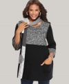 Wrap up a fashionable look with Style&co.'s bracelet sleeve plus size tunic sweater, featuring a removable scarf-- complete the outfit with leggings. (Clearance)