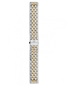 Give your watch a new look. Two-Tone links create a classic bracelet. The clasp has signature logo engraving. Interchangeable with any Michele watch head from the Urban Mini. Give your watch a new look. Two-Tone links create a classic bracelet. The clasp has signature logo engraving. Interchangeable with any Michele watch head from the Urban Mini.