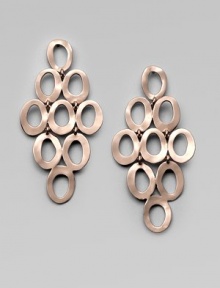 A cascade of elegant, open ovals in 18k gold and sterling silver with a warm 18k rose goldplating. 18k gold and sterling silver with 18k rose goldplatingDrop, about 2½Post backImported A cascade of elegant, open ovals in 18k gold and sterling silver with a warm 18k rose goldplating. 18k gold and sterling silver with 18k rose goldplatingDrop, about 2½Post backImported