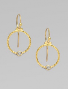 From the Clover Collection. A simple, delicate 24K gold hoop with sparkling diamond accent.Diamond, 0.24 tcw 24K yellow gold Length, about 1 Width, about ¾ Ear hooks Imported From the Clover Collection. A simple, delicate 24K gold hoop with sparkling diamond accent.Diamond, 0.24 tcw 24K yellow gold Length, about 1 Width, about ¾ Ear hooks Imported