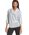 Style&co.'s shimmering petite cowlneck sweater looks lovely with a metallic finish and a sleek silhouette.